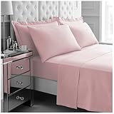 GC GAVENO CAVAILIA 4Pieces Hotel Quality Sheet Set Double - 100% Polyester Bedding - Includes Fitted Sheet, Flat Sheet & Pillowcases - Wrinkle & Fade Resistant, Everyday Home Use - Pink