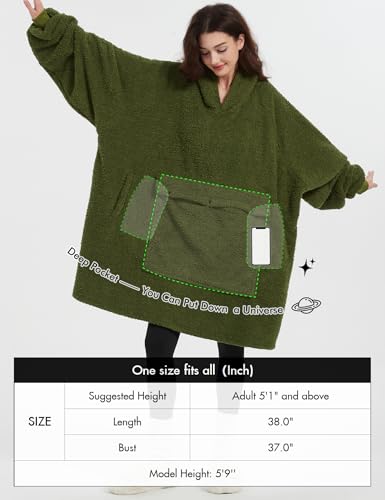Image of KFUBUO Sherpa Wearable Blanket Hoodie Adult Oversized Sweatshirt Blanket Gifts for Women