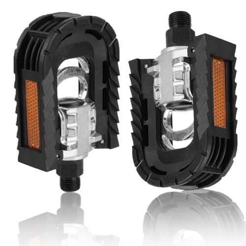 Auptiz Pedales plegables, pedales de bicicleta de trekking, pedales de bicicleta de montaña, no deslizantes, fabricados con fibra de nailon con reflectores, diámetro antideslizante de 14 mm (9/16