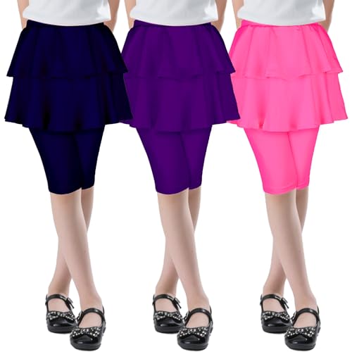 iLover Girl Leggings with Ruffle Skirt Pants Little Kids Skinny Stretch Ankle Length Pantskirt 4-12