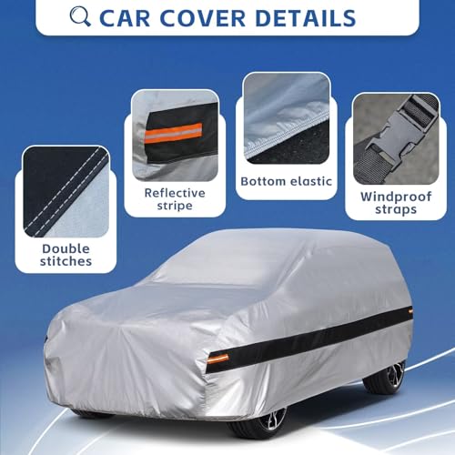 Image of SUV Car Cover Custom Fit Jeep Gr. Cherokee 2021-2025, Car Cover Waterproof All Weather for Automobiles, Sun Rain Dust UV Protection.