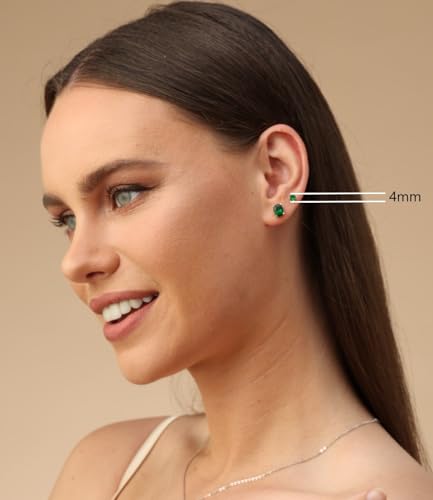 Affy MNO-M-STUD-RD-0.5-YG-PER Simulated Peridot 4Mm Round Shape Stud Earrings In 14K Yellow Gold Over Sterling Silver  thumb #2