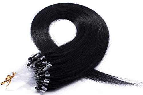 Hairro Micro Link Human Hair Extensions 18 inch 50g 100 Strands #01 Dark Black