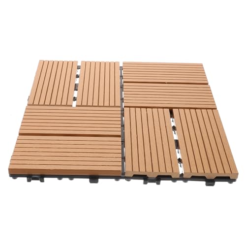 POPETPOP De Madera y Plástico Losas De Suelo Baldosas De Jardín Para Terraza De Patio Trasero Balcón Decoración De Azulejos