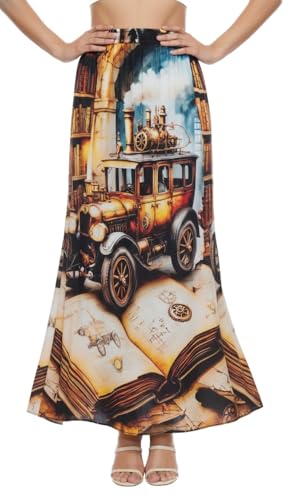 Image of VAGISHA Women's 4-Metre Flared Long Skirt | Skirts for Women Long Length | Long Skirts for Girls | Ethnic & Boho Printed Wear with Elastic Waist | Perfect for Party, Festive & Casual Look