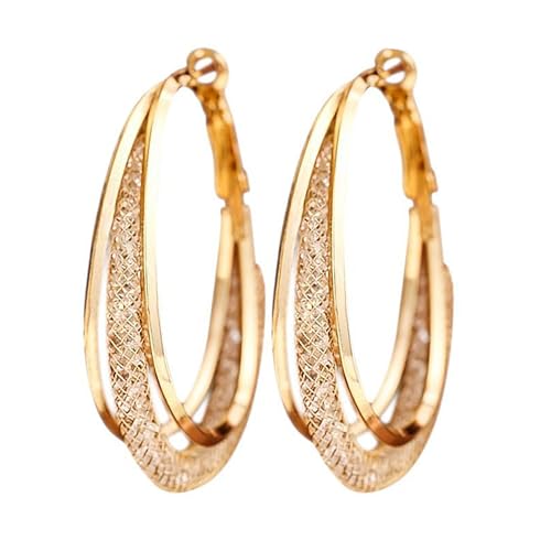 Lymphatic Activity Hoop Earrings Mesh Oval Earrings for women Lymphatic Activity Hoop Acupuncture Therapy Earrings Fashion Jewelry Gift for Women (Gold One Size)