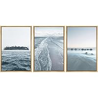 SIGNWIN Framed Wall Art Print Set Washed Out Nautical Landscape Set Nature Wilderness Photography Modern Art Scenic Relax/Calm Multicolor Pastel for Living Room, Bedroom, Office - 16