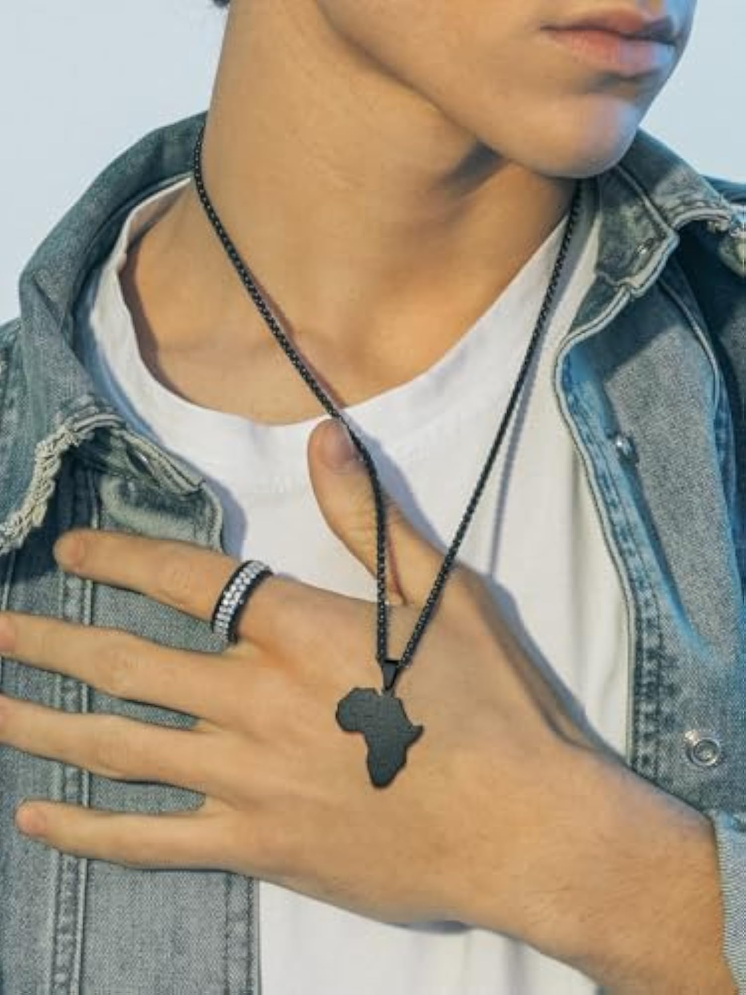 Men's African Map Necklace, Customizable 18K Gold Plated