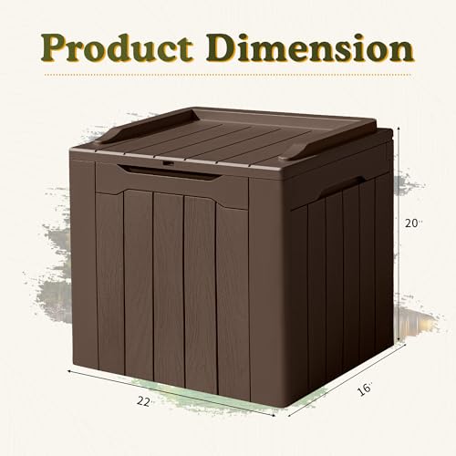 Image of Devoko 31 Gallon Waterproof Outdoor Storage Box Resin Deck Box Lockable and UV Resistant for Patio Furniture,Garden Tools (Brown)