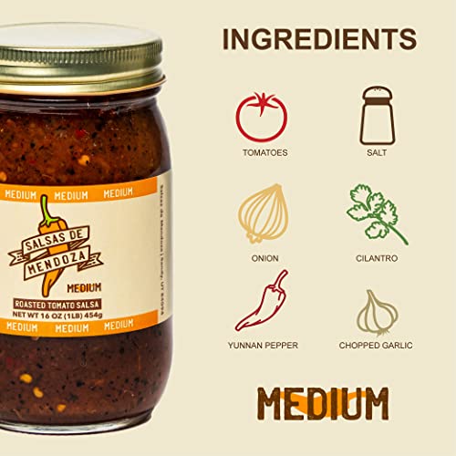 Salsas De Mendoza Roasted Tomato Salsa (Medium) - Authentic Mexican Salsa, Made In Utah, 16 Oz Jar #TOP1