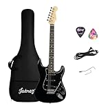 Juarez Electric Guitar 38" Strat Style, H-S-S Pickup, 21 Frets, Full Black Gloss Finish, Maple Neck, Rosewood Fingerboard, Chrome Hardware – with Bag, Tremolo Rod, Cable, Picks & Allen Key