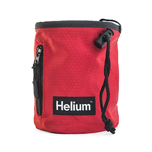 Helium | Chalk Bag for Rock Climbing, Weightlifting, Bouldering & Gymnastics with Drawstring Closure, Quick-Clip Belt and Zippered Pocket (Red)