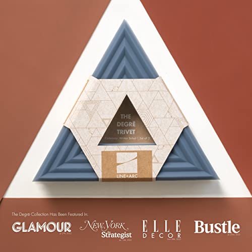 The Degrē Trivet (Indigo Wash, Set Of 3) By Line+Arc. Potholder, 10Mm Thick & Heat Resistant To 500F. 100% Food-Grade Silicone, Dishwasher Safe, Stain-Resistant. Modern Geometric Mid Century… #TOP1