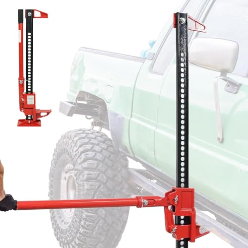 48" High Lift Farm Jack, 3 Ton (6600 LBS) Capacity Ratcheting Utility Jack, Heavy Duty Off-Road Steel Jack for Tractor, Truck, SUV – Red by ActiveTrail - Used condition - CA$54.71