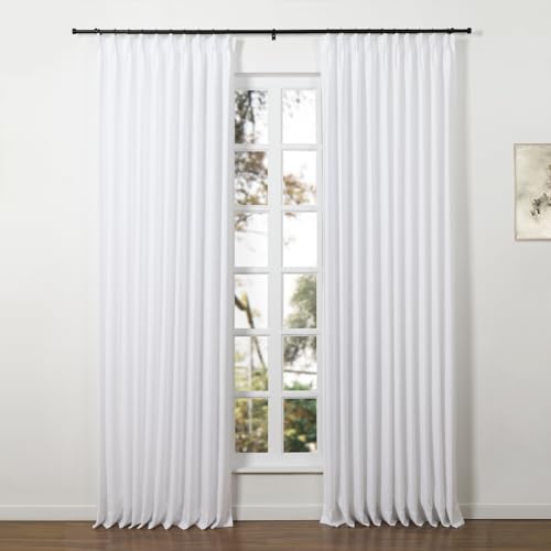 Image of TWOPAGES Adjustable Curtain Rods for Windows 32 to 76 Inch, Wall Mounted Heavy Duty 1 Inch Black Curtain Rod with Rings, Carbon Steel Curtain Rod Set