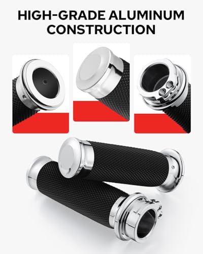Image of Benlari 1inch Handlebar Grips, Cable Throttle Hand Grips, Non-Slip Rubber Motorcycle Handgrips Fit for Harley Davidson Touring Dyna Softail Sportster 883 1200