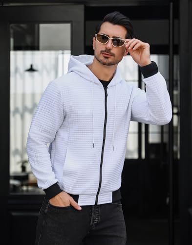 Mens Zip Up Hoodie Full-Zip Sweatshirt Lightweight Loose Fit Hooded Jackets3