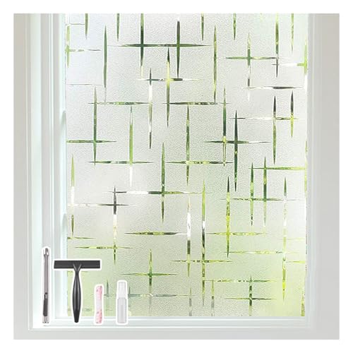 Finnez   Adhesivo Decorativo para Ventana con Aspecto Esmerilado estático para Oficina en casa, Sala de Estar, Cocina (patrón de Cruz) (115 x 400 cm Estampado)