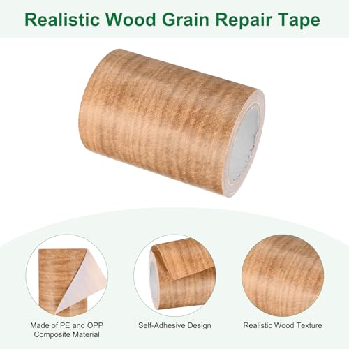 Image of M METERXITY 2-Roll Wood Grain Repair Tape, 3.15in x 15ft Textured Realistic Self-Adhesive Wood Floor Tape Contact Paper for Furniture /Floors /Home [Chestnut Maple]