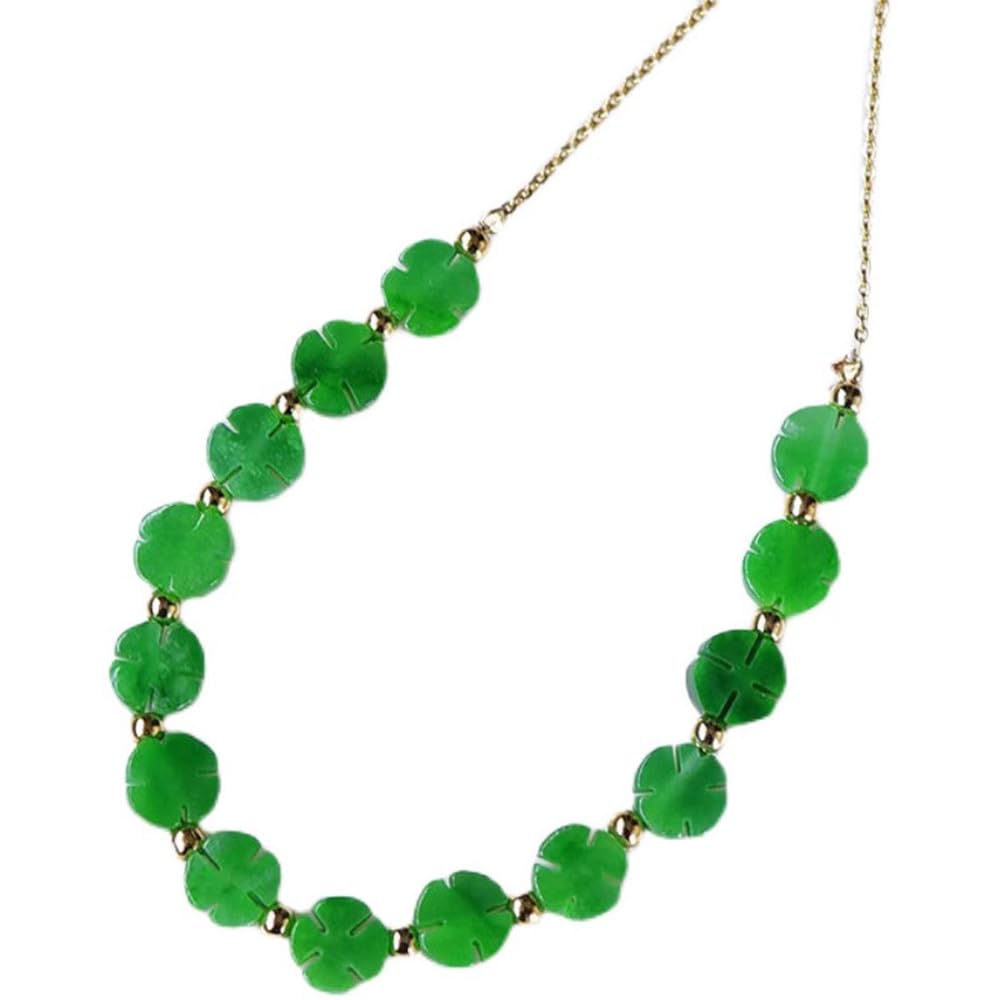 Collier jade vert feng shui véritable et argent plaqué or - 6