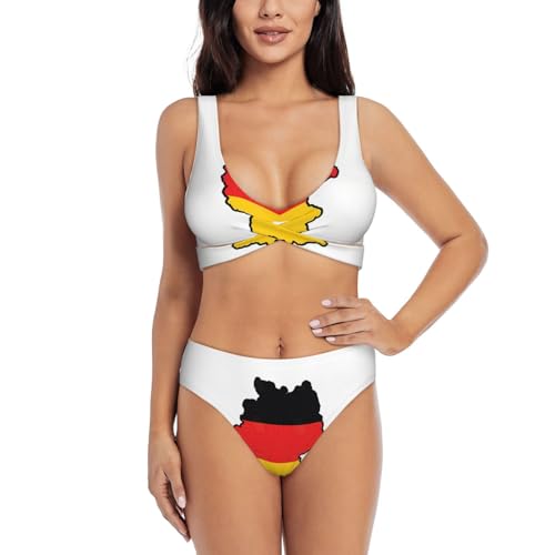 Contrôle du ventre parfait avec ce maillot de bain 2 pièces drapeau allemand