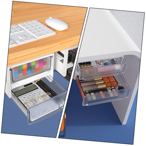 Boîte à tiroirs adhésive sous bureau rangement multifonction plastique sans perçage - 8