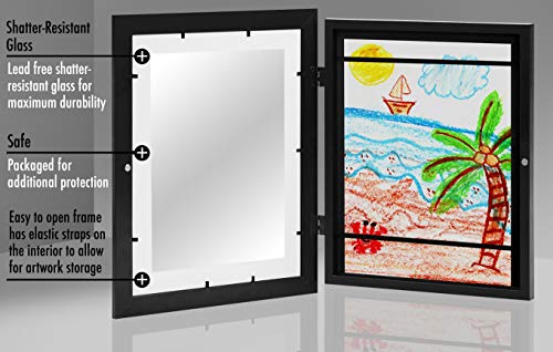 Americanflat Kids Artwork Frame Changeable (Black) - Magnetic Door Holds 100 Art Pieces - 8.5x11 Letter Size Display with Mat or 10x12.5 Without Mat - My Mini Masterpiece - Image 5