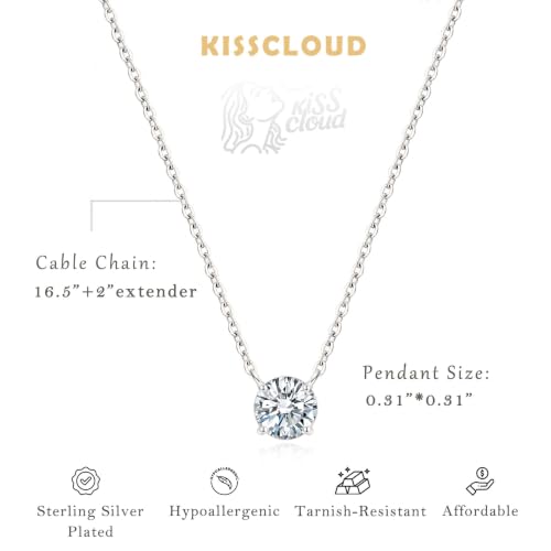 Image of Gold Silver Necklace for Women, Dainty Cubic Zirconia Pendant