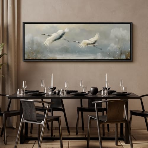 Image of MUDECOR Large Framed Canvas Print Wall Art Red Crane for Living Room