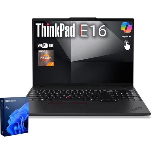 Image of Lenovo ThinkPad E16 Gen 2 Business Laptop, 16 inch FHD+ Anti-Glare Touchscreen, AMD Ryzen 7 7735U, 32GB DDR5, 1TB SSD, Wi-Fi 6E, Fingerprint, Backlit, Webcam, Windows 11 Pro