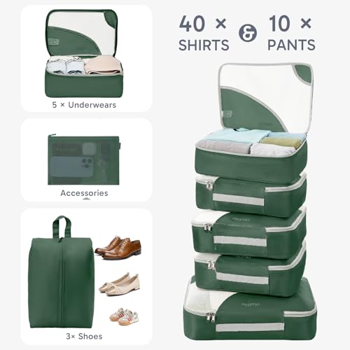 Image of OlarHike 10 Set Packing Cubes for Travel,Gifts for Women Mom,Anti-Tearing Suitcase Organizer,with Over 1000 pcs Mesh Holes,Vacation Essentials & Accessories for Cruise Ship