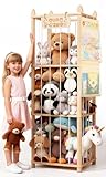 ZEQON Stuffed Animal Storage - Large Wooden Toy Storage Organizer with 1 Removable Hanging Storage Net, Plush Toy Organizer for Kids' Rooms, Bedroom, Playroom or Nurseries