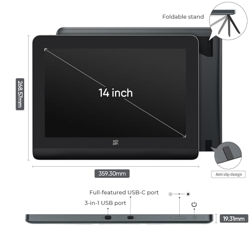 Image of XPPen Artist Pro 14 (Gen 2) 14 Inch Drawing Display, Full-Laminated Screen, X3 Pro Stylus, 16384 Pressure Levels, Includes Bluetooth Express Key Remote, Supports Mac /Windows /Linux /Android - Black