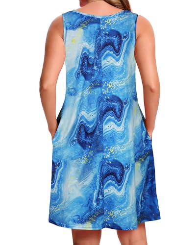 Image of CHICGAL Womens Summer Dresses Casual Sleeveless Loose T Shirt V Neck Sundress Swing Beach Cover Up with Pockets 2026