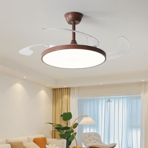 Ventilador de techo de madera con luz LED elegante y mando a distancia 2