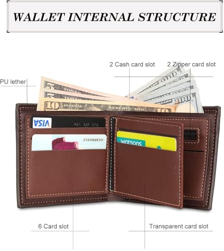 Image of Fathers Day Wallet Gift for Dad,Personalized Custom Photo & Name Wallets for Men Husband,Customized Leather Picture Wallet for Father's Day,Valentine's Day (Style 2)