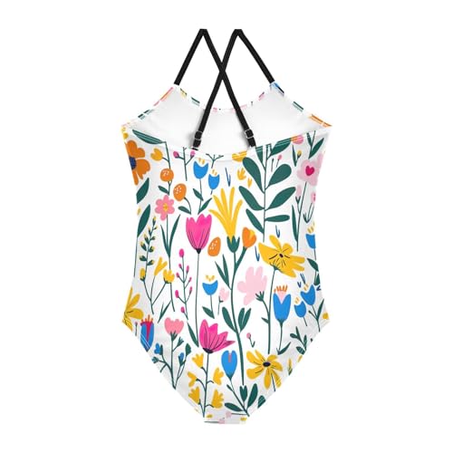Wildflowers Girl Bathing Suits, Girls Athletic Swimsuit, Beach Swimsuit Girls 3-10T with Adjustable Shoulder Strap2