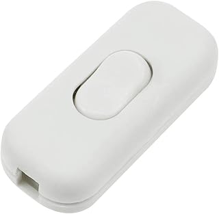 LbsAMP 1 Pack Torpedo Switch 6Amp Inline Cord Switch 2 or 3 Core 6A 250V ON/OFF Switch for Table Lamp or Small Appliance - White