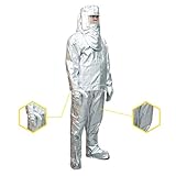 Heat Resistant Insulation Suit Fireproof Clothing Anti Thermal Radiation 1000-1200 Degree Flameproof Composite Aluminium Foil Firefighter Uniform(XXL)
