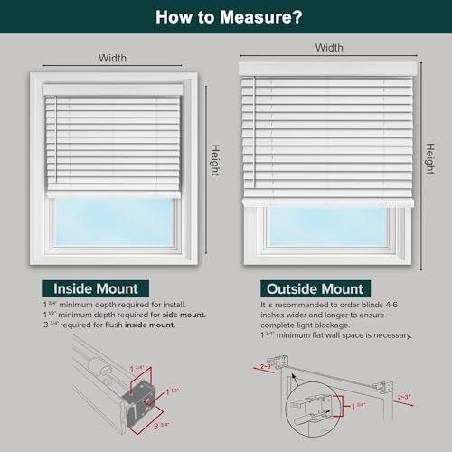 CHICOLOGY 2" Cordless Faux Wood Blinds, Room Darkening Smooth PVC Window Blinds, Cordless Lift, Light Control and Privacy, Inside/Outside Mount, Moisture Resistant, Basic White, 23" W x 36" H - Thumbnail 5