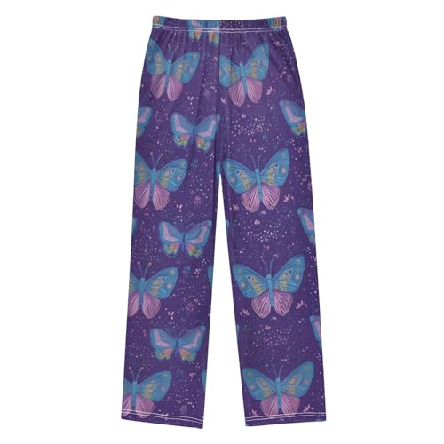Spring Butterfly Print Boys Long Pants Soft Trousers Elastic Waist Kids Lounge Bottoms with Pockets S-XL2