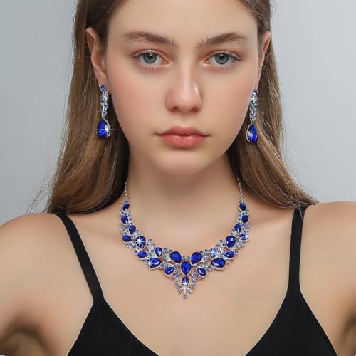Image of Shining Diva Fashion Stylish Design Fancy Crystal Necklace Jewellery Set for Women | Trendy Celebrity Inspired Jewellery
