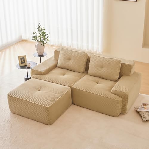 Image of Corduroy Modular Sectional Sofa, Oversized Cloud Couches for Living Room