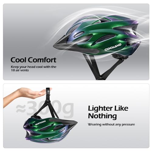 Image of Odoland Adult Bike Helmet with Cycling Sunglasses Set for Men & Women