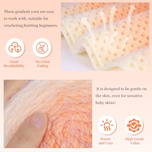Image of Aeelike Ombre Yarn for Crocheting, 4 PCS Colorful Gradient Yarn #4 Medium, Each 190g(6.7 oz) 400m(437.5 Yards) 71% Acrylic 29% Nynon, Soft Cake Crochet Yarns for Blanket, Scraves, Sweaters, Color M