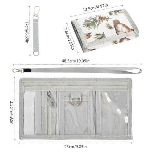 ALAZA Kids Wallets for Boys Girls Toddler Trifold Wallet Children Small Squirrels Fir Branches with Zipper Coin Pocket3