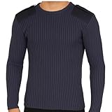 Maan Store Men’s Security Jumper Sweater Ribbed Knit, Reinforced Shoulder Patches & Epaulettes Uniform Workwear (UK, Alpha, XXL, Regular, Regular, R/N Navy)