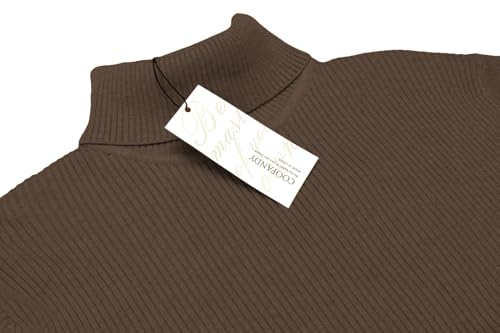 Image of COOFANDY Mens Ribbed Slim Fit Knitted Pullover Casual Turtleneck Sweater