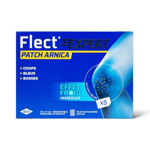 IBSA Pharma - FLECT'EXPERT - PATCH ARNICA - Bleus, coups, bosses - Effet Froid immédiat - Technologie Hydrogel - Boîte de 5 patchs - Dispositif médical