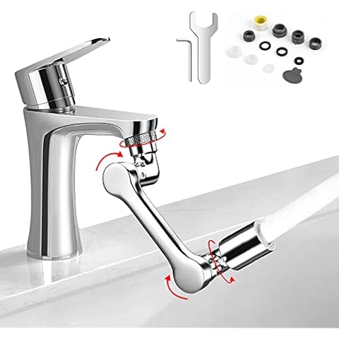 LgowithU 1080° Rotating Faucet Extender, Big Angle Swivel Universal Faucet Aerator Extender with 2 Modes, Water Saving Splash-Proof Tap Sink Extension Bubbler Sprayer with Nozzle Aerator Attachment Cover
